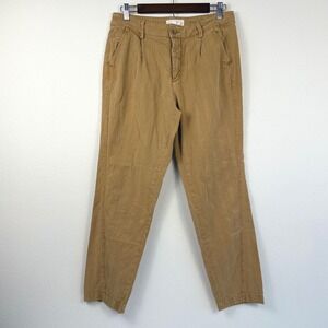 Anthropologie Textured Tapered Pants 28‎ Tan Camel Pleated Chino Trousers Boho